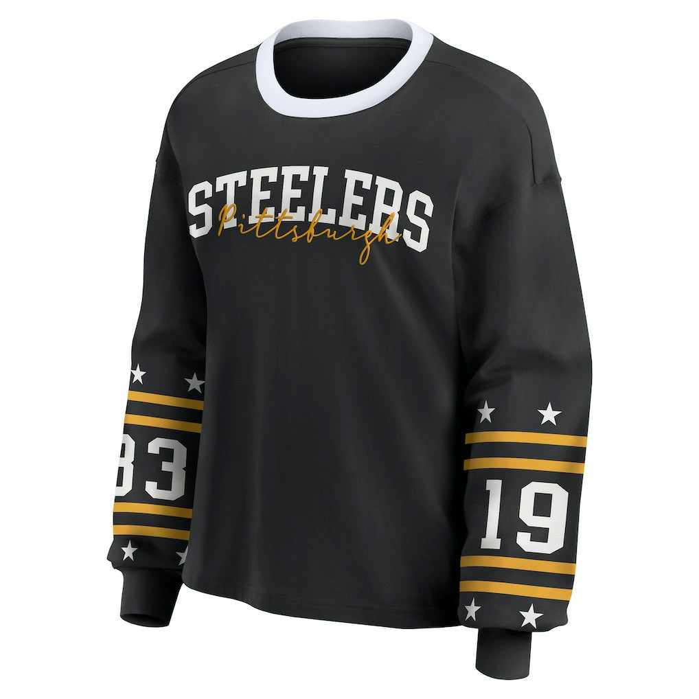 Pittsburgh Steelers WEAR by Erin Andrews Women's Plus Size Sport Long-Sleeve T-Shirt - Black - NFL