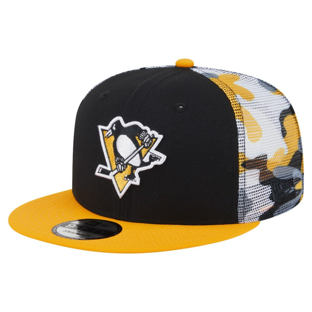 Pittsburgh Penguins New Era Camo Meshback 9FIFTY Snapback Hat - Black/Gold | New Era sale
