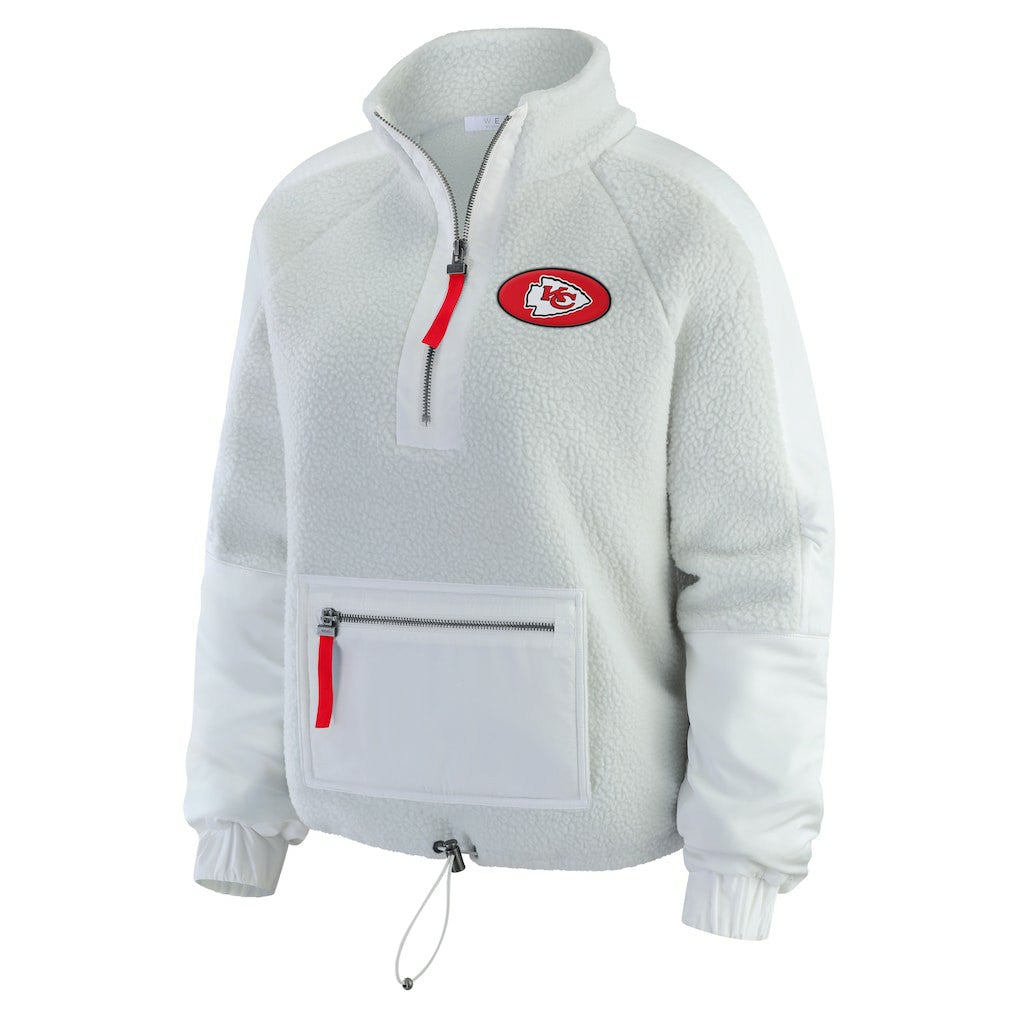 Kansas City Chiefs WEAR by Erin Andrews Women's Polar Fleece Half-Zip Jacket - White - NFL