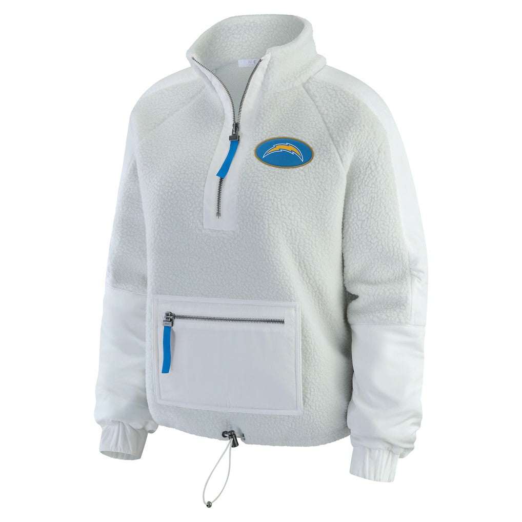 Los Angeles Chargers WEAR by Erin Andrews Women's Polar Fleece Half-Zip Jacket - White - NFL