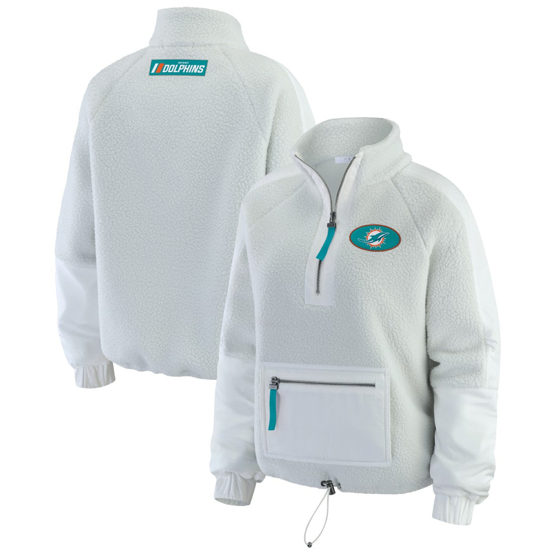Miami Dolphins WEAR by Erin Andrews Women's Polar Fleece Half-Zip Jacket - White - NFL
