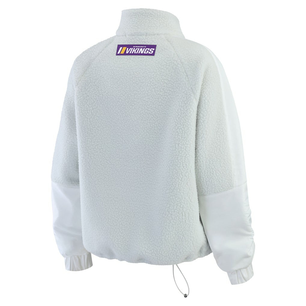 Minnesota Vikings WEAR by Erin Andrews Women's Polar Fleece Half-Zip Jacket - White - NFL