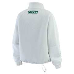 New York Jets WEAR by Erin Andrews Women's Polar Fleece Half-Zip Jacket - White - NFL