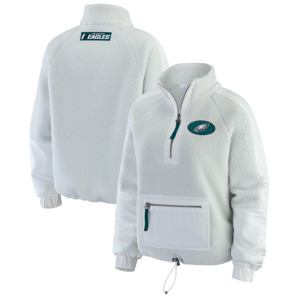 Philadelphia Eagles WEAR by Erin Andrews Women's Polar Fleece Half-Zip Jacket - White - NFL