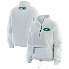 Philadelphia Eagles WEAR by Erin Andrews Women's Polar Fleece Half-Zip Jacket - White - NFL