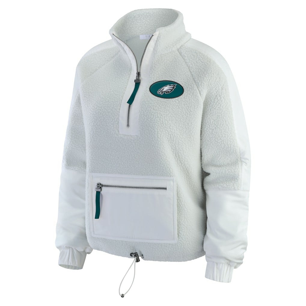 Philadelphia Eagles WEAR by Erin Andrews Women's Polar Fleece Half-Zip Jacket - White - NFL
