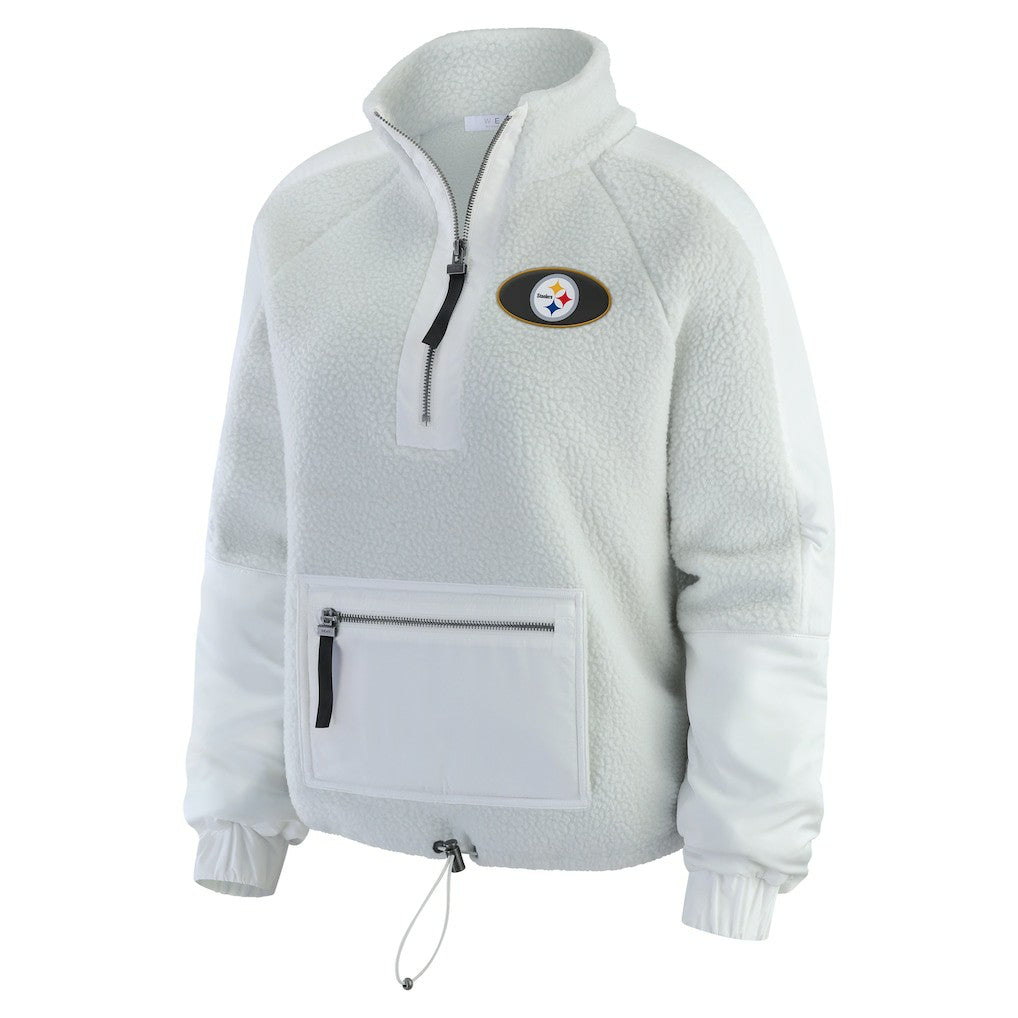 Pittsburgh Steelers WEAR by Erin Andrews Women's Polar Fleece Half-Zip Jacket - White - NFL