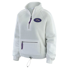 Baltimore Ravens WEAR by Erin Andrews Women's Polar Fleece Half-Zip Jacket - White - NFL