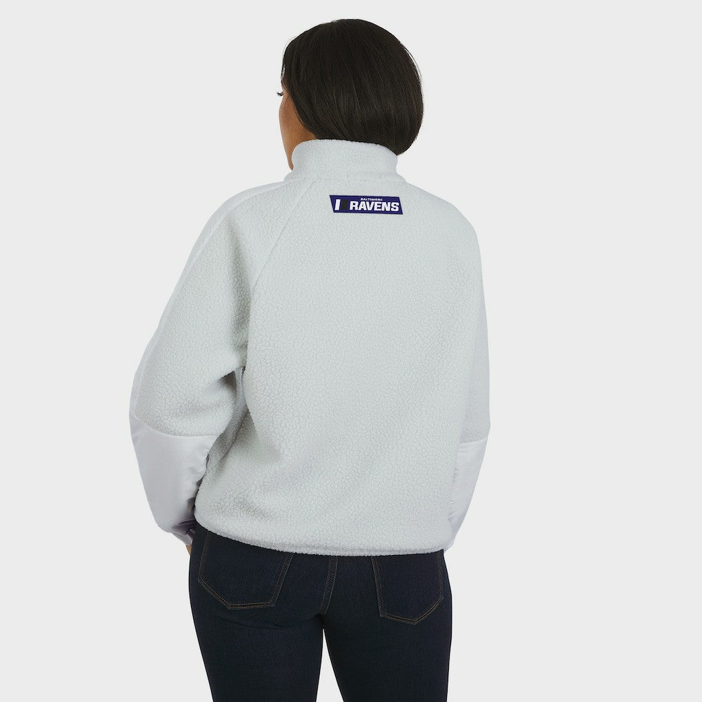 Baltimore Ravens WEAR by Erin Andrews Women's Polar Fleece Half-Zip Jacket - White - NFL