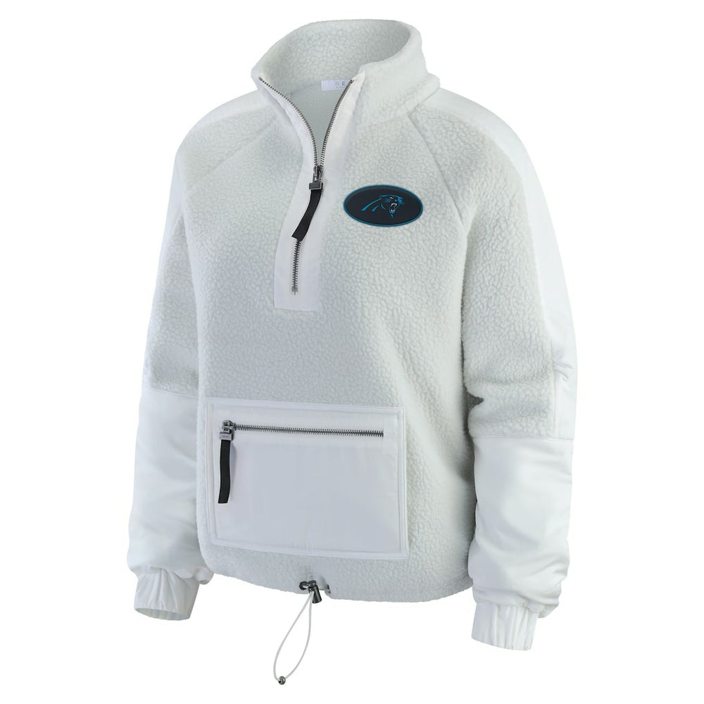 Carolina Panthers WEAR by Erin Andrews Women's Polar Fleece Half-Zip Jacket - White - NFL