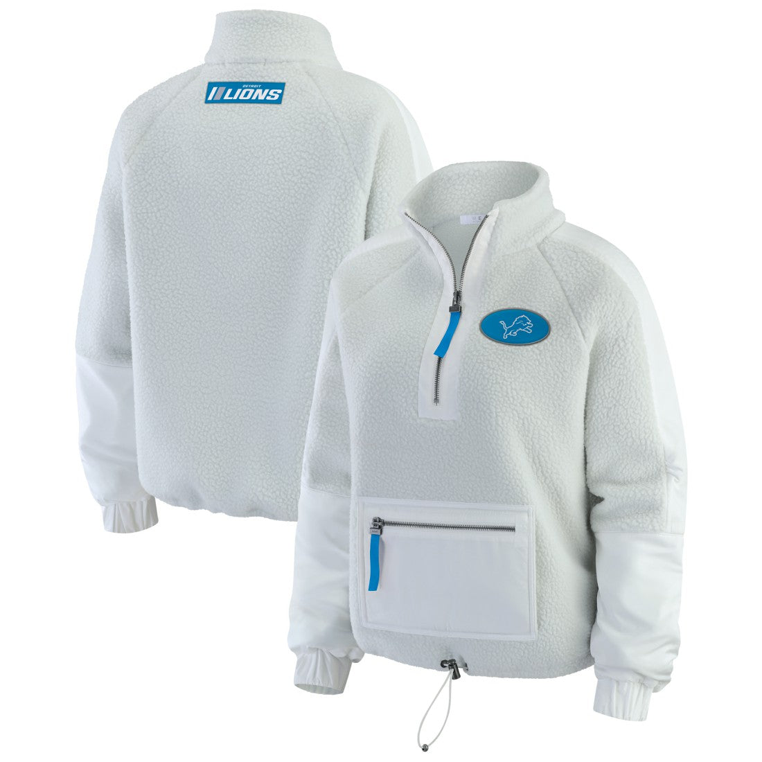 Detroit Lions WEAR by Erin Andrews Women's Polar Fleece Half-Zip Jacket - White - NFL