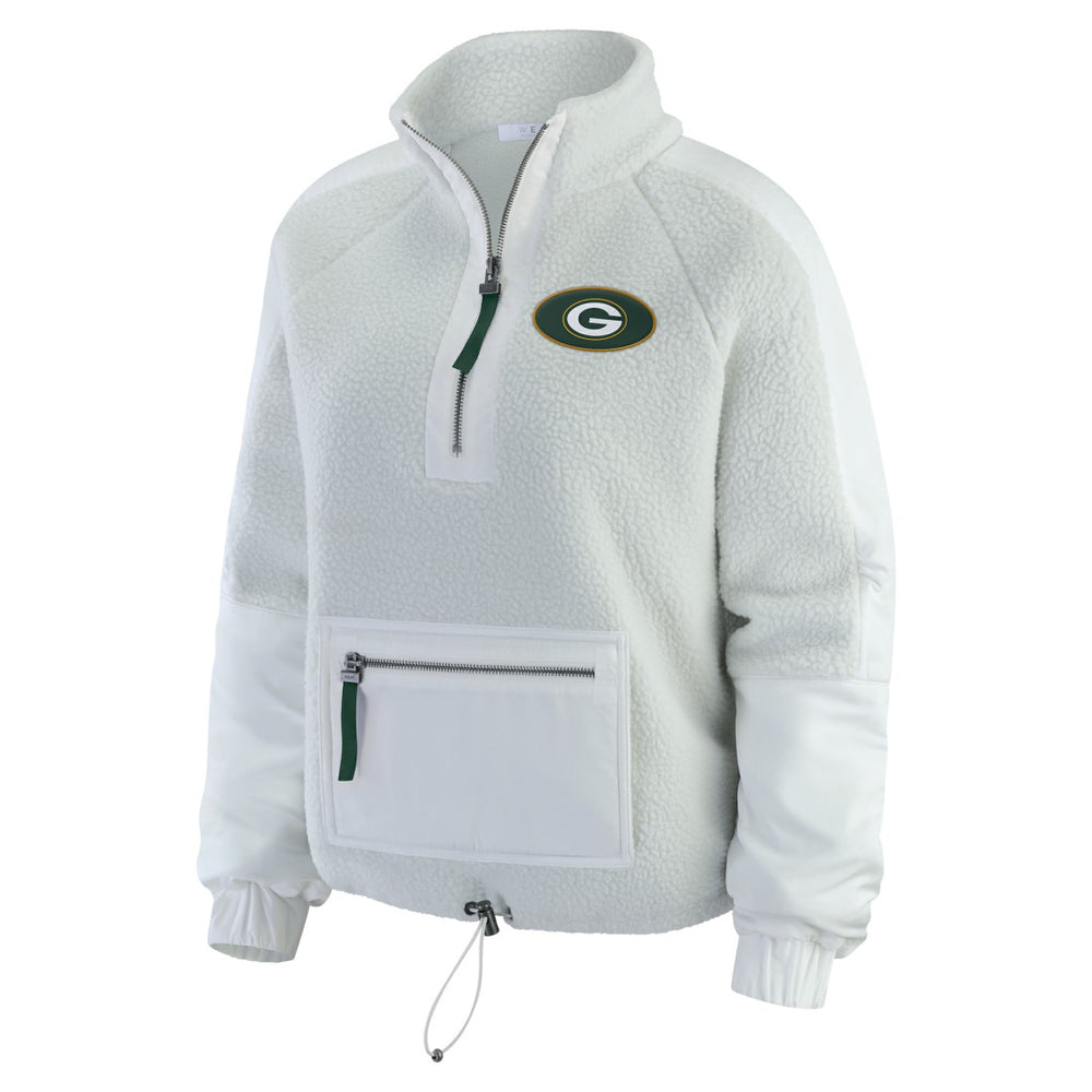 Green Bay Packers WEAR by Erin Andrews Women's Polar Fleece Half-Zip Jacket - White - NFL