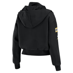 Minnesota Vikings WEAR by Erin Andrews Women's Tri-Blend Patch Pocket Cropped Full-Zip Bomber Hoodie Jacket - Black - NFL
