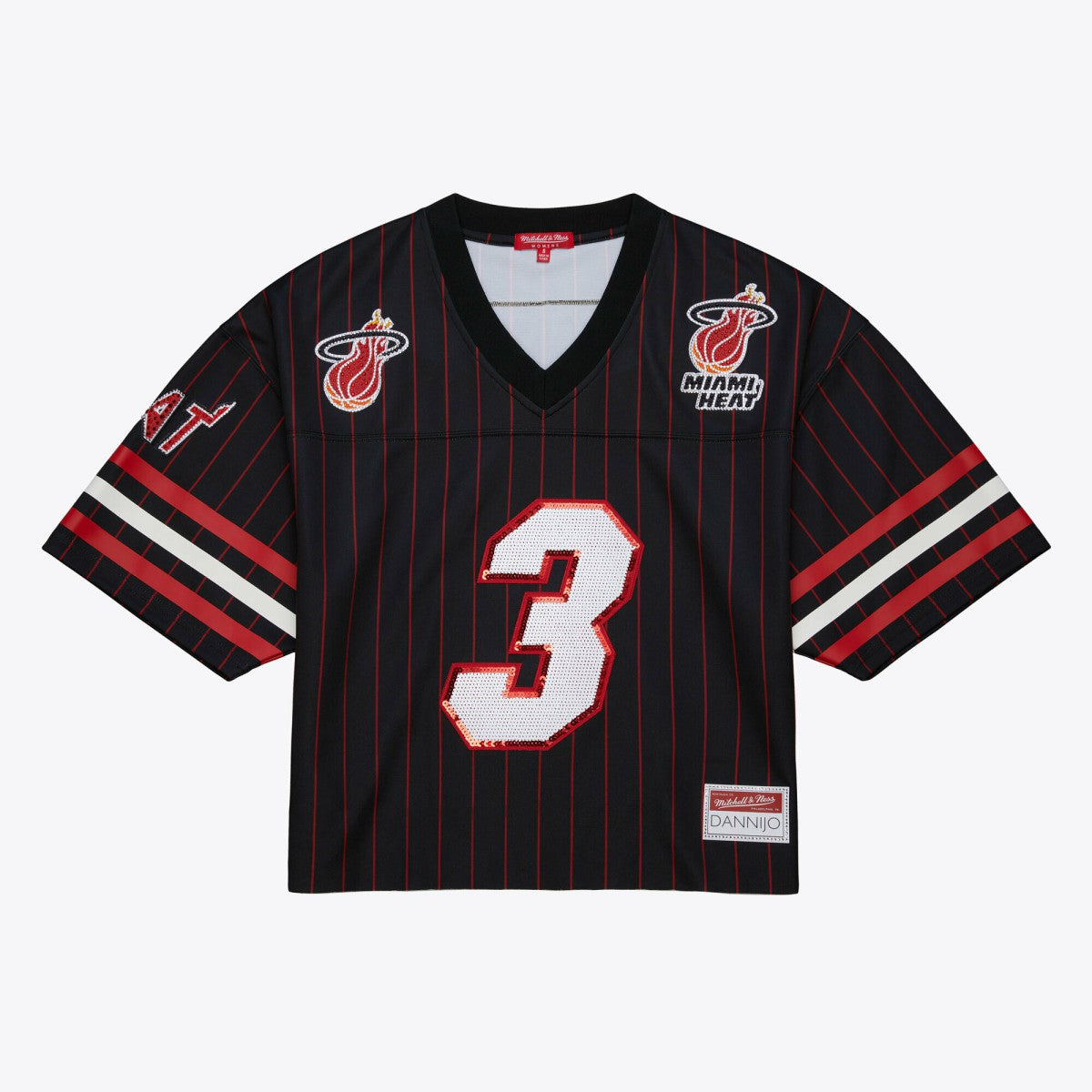 Mitchell & Ness Dwyane Wade Miami Heat x DANNIJO Women's Cropped Football Fashion Jersey Black