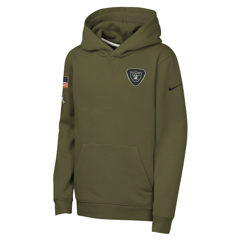Las Vegas Raiders Youth 2025 Salute to Service Club Fleece Hoodie - Olive - Nike