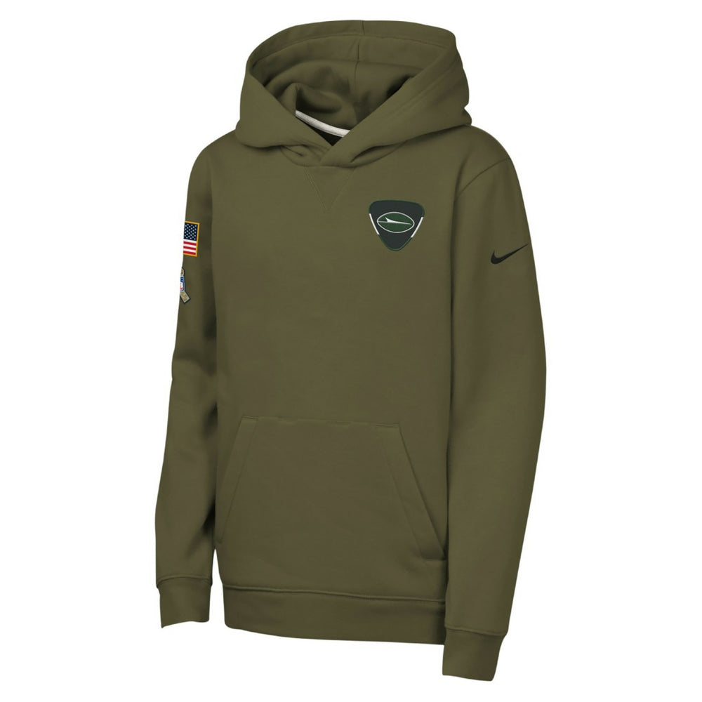 New York Jets Youth 2025 Salute to Service Club Fleece Hoodie - Olive - Nike
