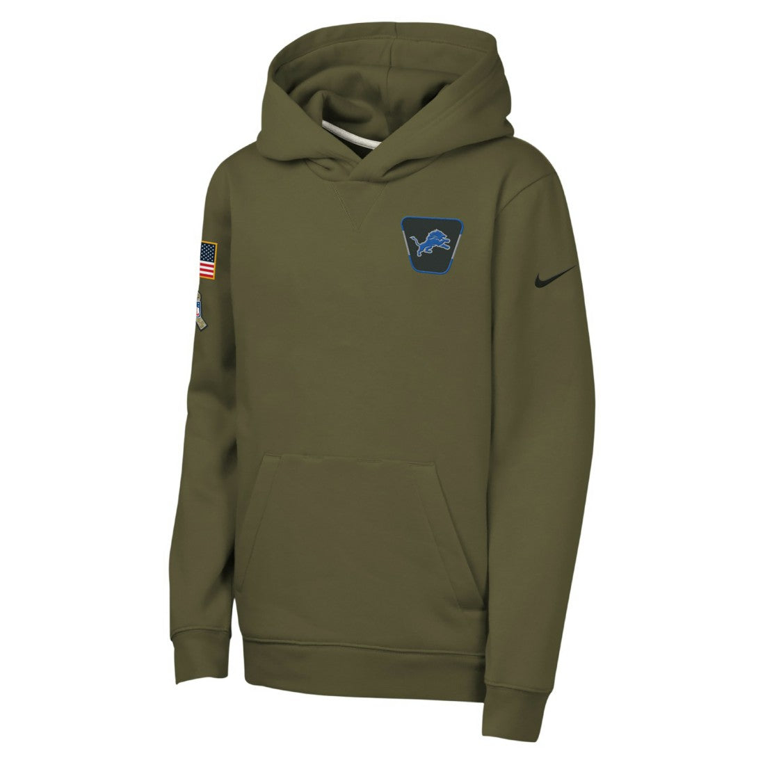 Detroit Lions Youth 2025 Salute to Service Club Fleece Hoodie - Olive - Nike