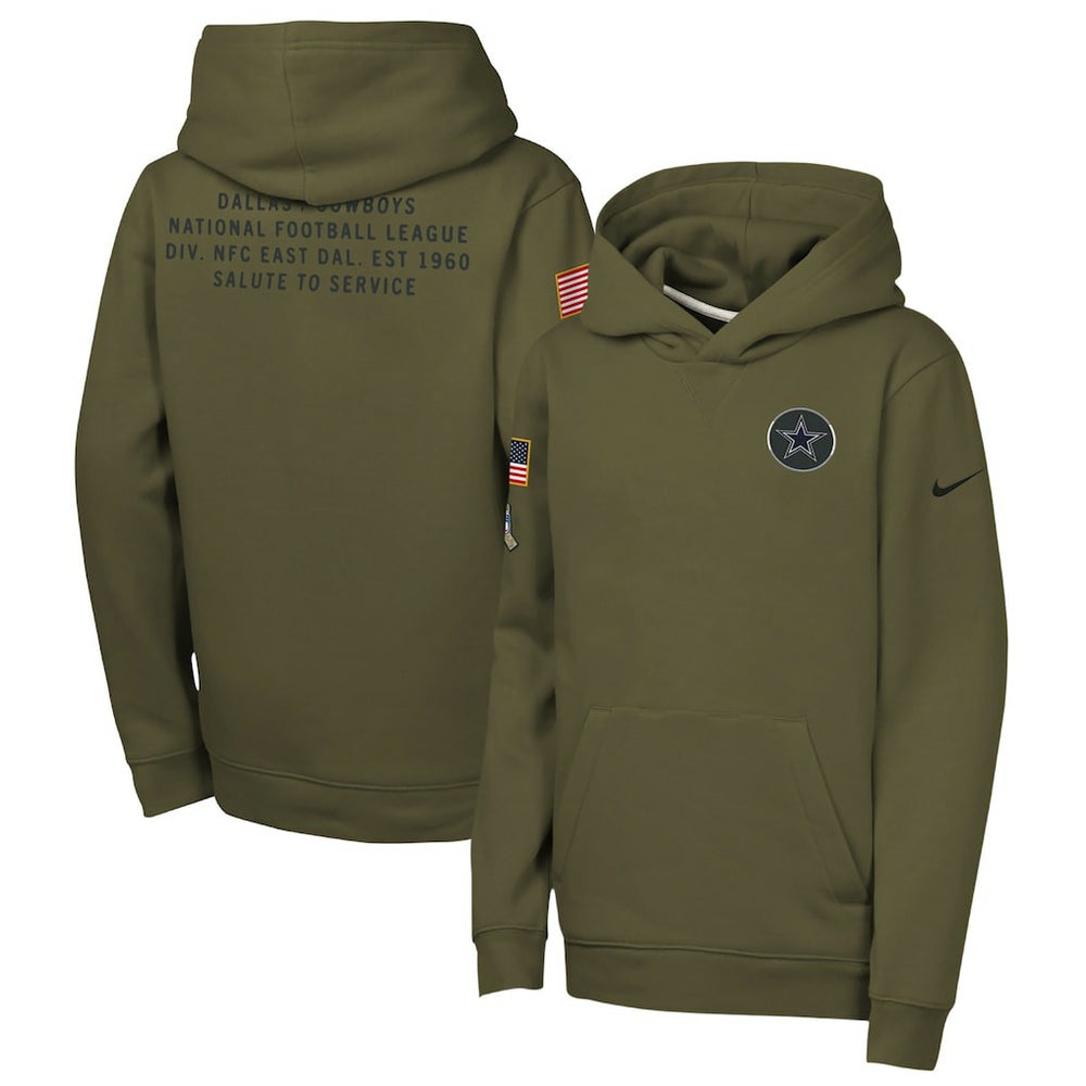 Dallas Cowboys Youth 2025 Salute to Service Club Fleece Hoodie - Olive - Nike