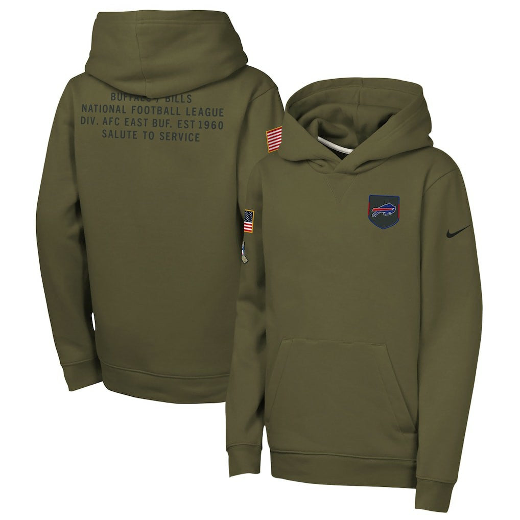 Buffalo Bills Youth 2025 Salute to Service Club Fleece Hoodie - Olive - Nike