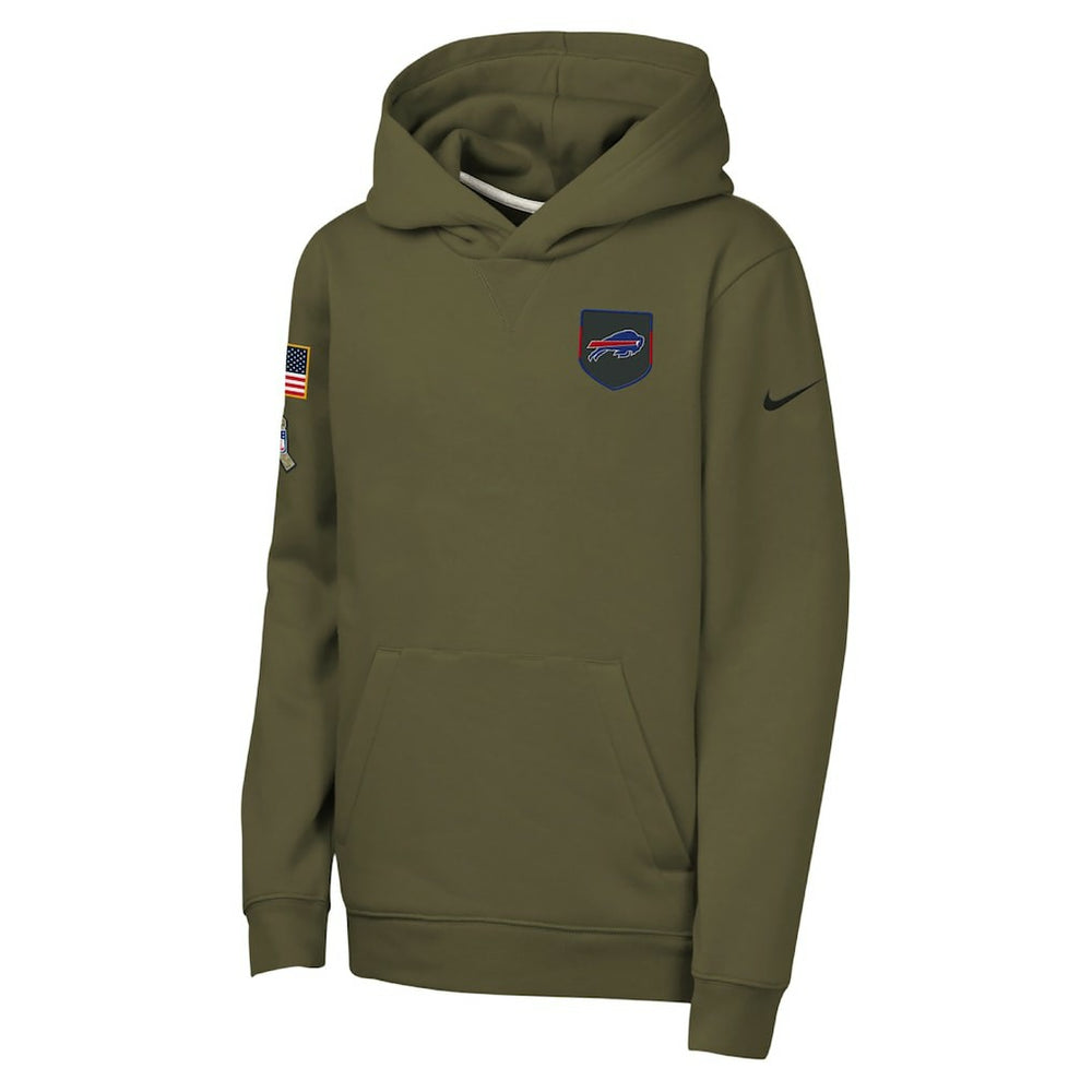 Buffalo Bills Youth 2025 Salute to Service Club Fleece Hoodie - Olive - Nike