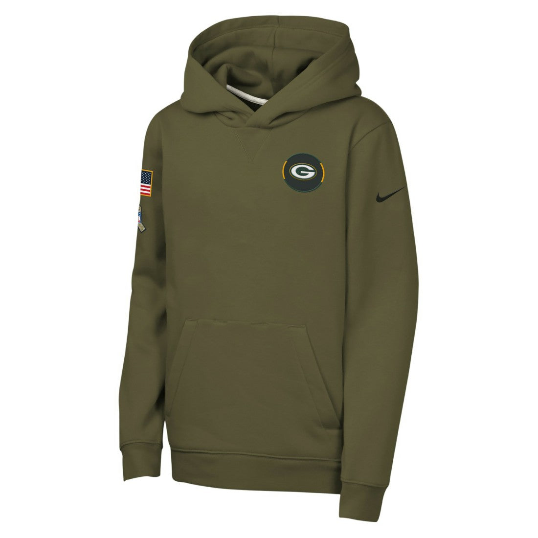 Green Bay Packers Youth 2025 Salute to Service Club Fleece Hoodie - Olive - Nike