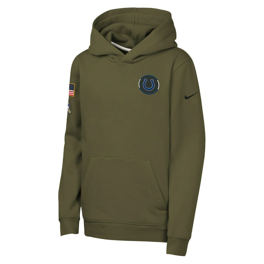 Indianapolis Colts Youth 2025 Salute to Service Club Fleece Hoodie - Olive - Nike