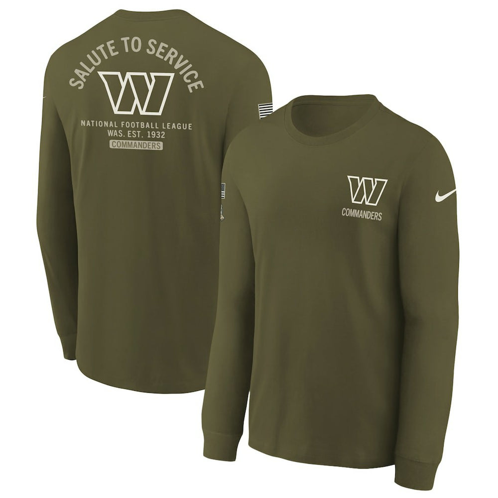 Washington Commanders Youth 2025 Salute to Service Sideline Long Sleeve T-Shirt - Olive - Nike