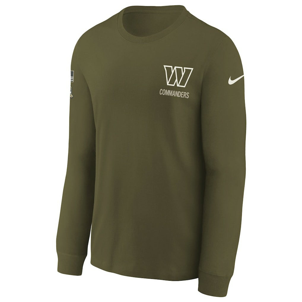 Washington Commanders Youth 2025 Salute to Service Sideline Long Sleeve T-Shirt - Olive - Nike