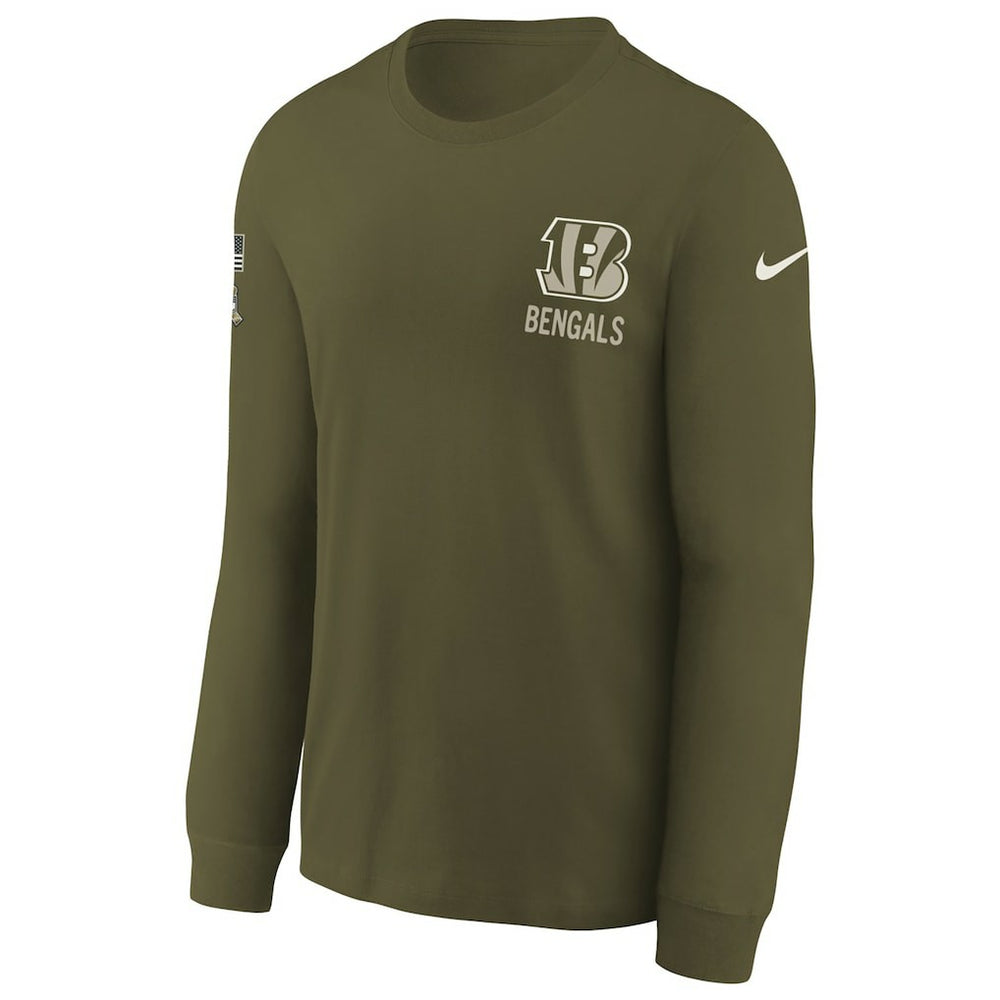 Cincinnati Bengals Youth 2025 Salute to Service Sideline Long Sleeve T-Shirt - Olive - Nike