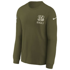Cincinnati Bengals Youth 2025 Salute to Service Sideline Long Sleeve T-Shirt - Olive - Nike