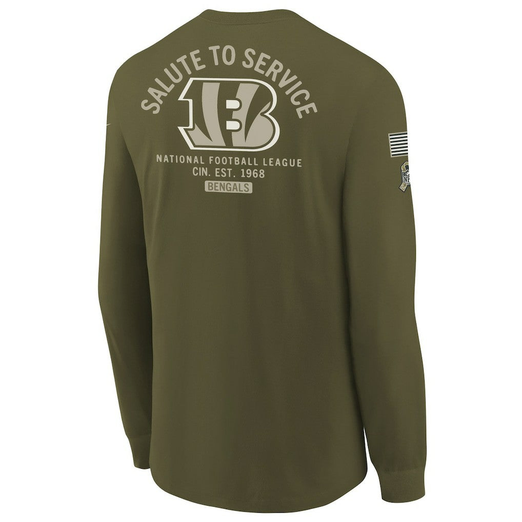 Cincinnati Bengals Youth 2025 Salute to Service Sideline Long Sleeve T-Shirt - Olive - Nike