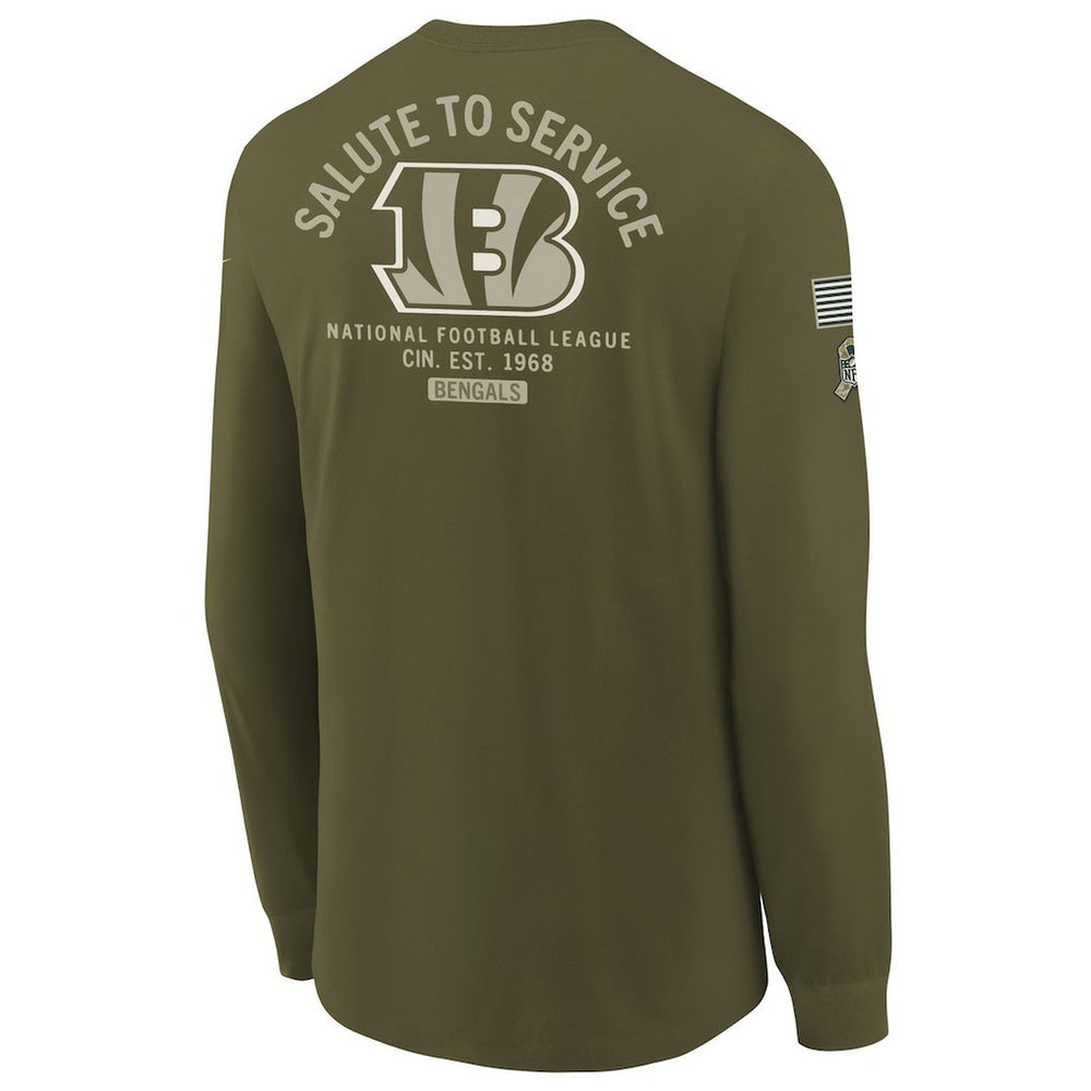 Cincinnati Bengals Youth 2025 Salute to Service Sideline Long Sleeve T-Shirt - Olive - Nike