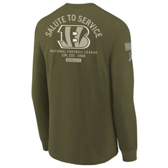 Cincinnati Bengals Youth 2025 Salute to Service Sideline Long Sleeve T-Shirt - Olive - Nike