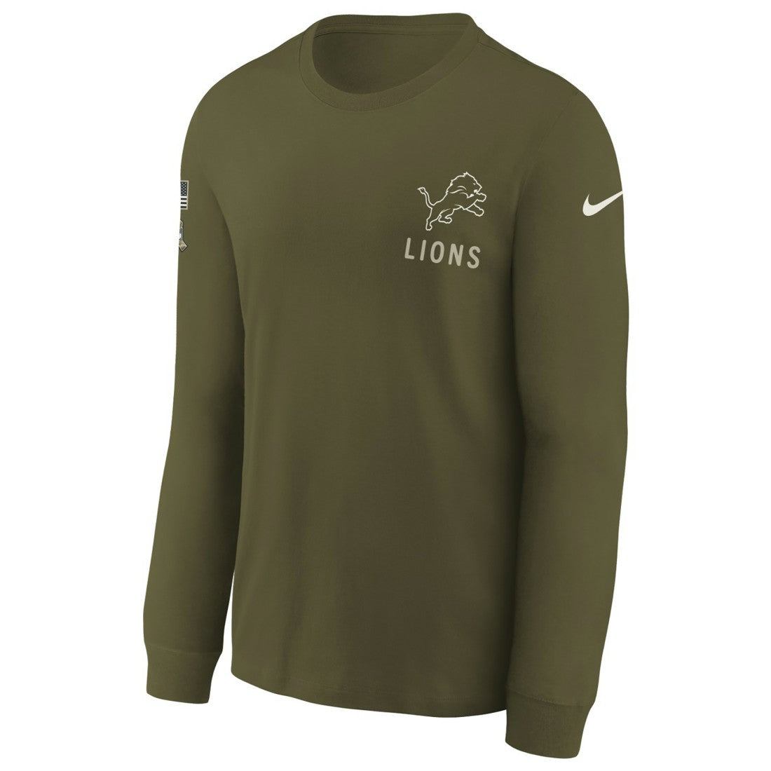 Detroit Lions Youth 2025 Salute to Service Sideline Long Sleeve T-Shirt - Olive - Nike