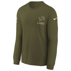 Detroit Lions Youth 2025 Salute to Service Sideline Long Sleeve T-Shirt - Olive - Nike