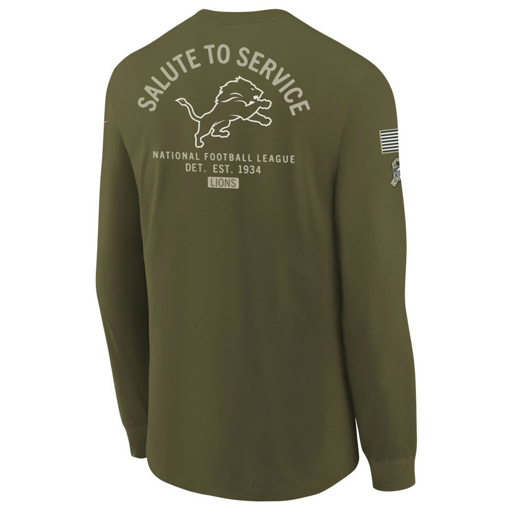 Detroit Lions Youth 2025 Salute to Service Sideline Long Sleeve T-Shirt - Olive - Nike