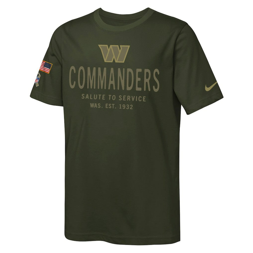Washington Commanders Youth 2025 Salute to Service Sideline Dri-FIT T-Shirt - Olive - Nike
