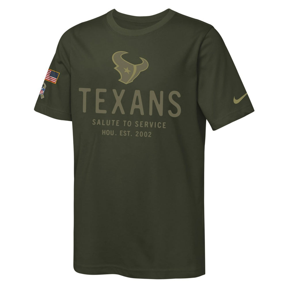 Houston Texans Youth 2025 Salute to Service Sideline Dri-FIT T-Shirt - Olive - Nike