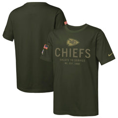 Kansas City Chiefs Youth 2025 Salute to Service Sideline Dri-FIT T-Shirt - Olive - Nike