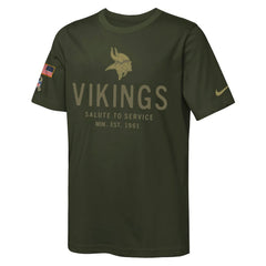 Minnesota Vikings Youth 2025 Salute to Service Sideline Dri-FIT T-Shirt - Olive - Nike