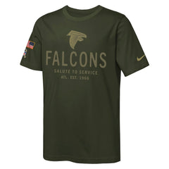 Atlanta Falcons Youth 2025 Salute to Service Sideline Dri-FIT T-Shirt - Olive - Nike