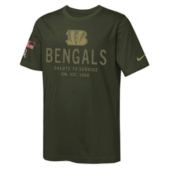 Cincinnati Bengals Youth 2025 Salute to Service Sideline Dri-FIT T-Shirt - Olive - Nike