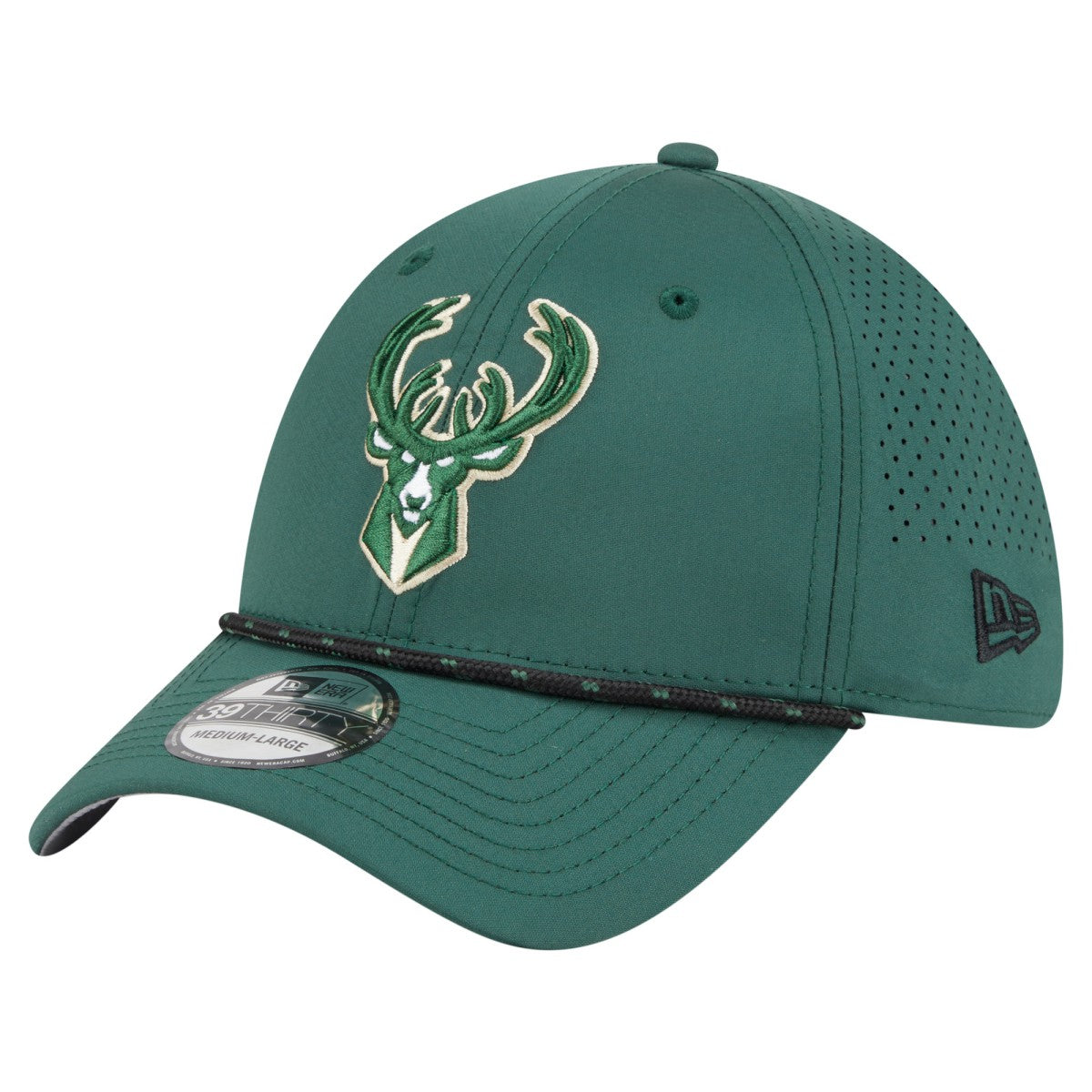 New Era Milwaukee Bucks Featherweight Poly Rope Flex 39Thirty Hat Hunter Green