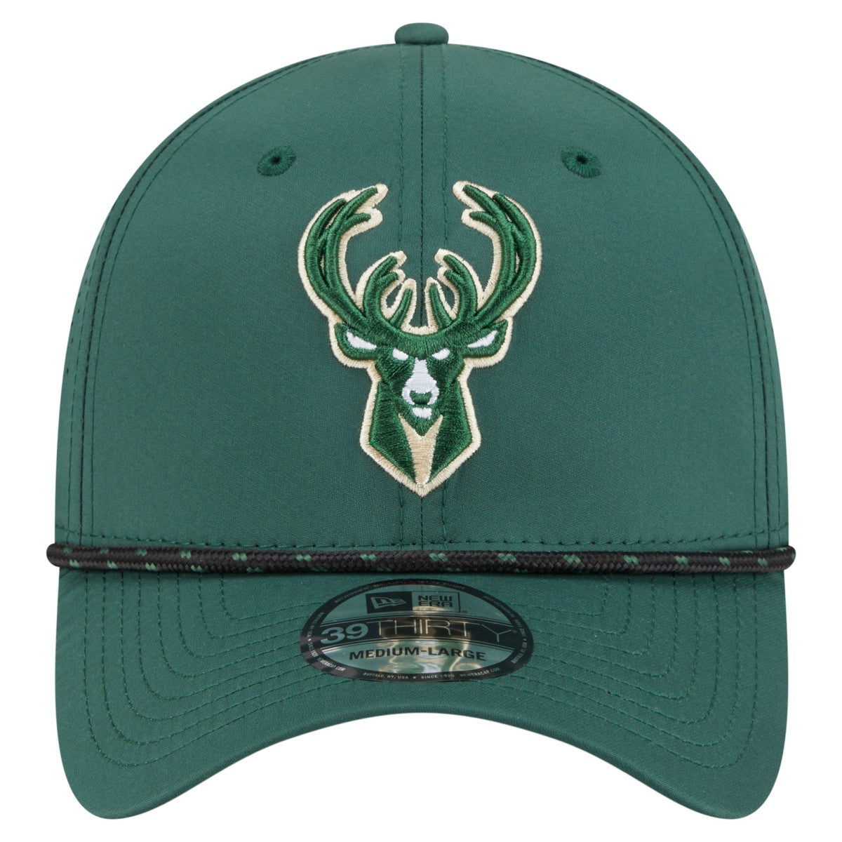 New Era Milwaukee Bucks Featherweight Poly Rope Flex 39Thirty Hat Hunter Green