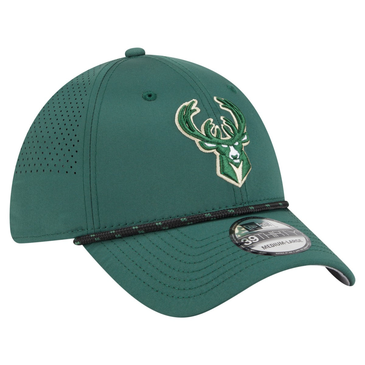 New Era Milwaukee Bucks Featherweight Poly Rope Flex 39Thirty Hat Hunter Green