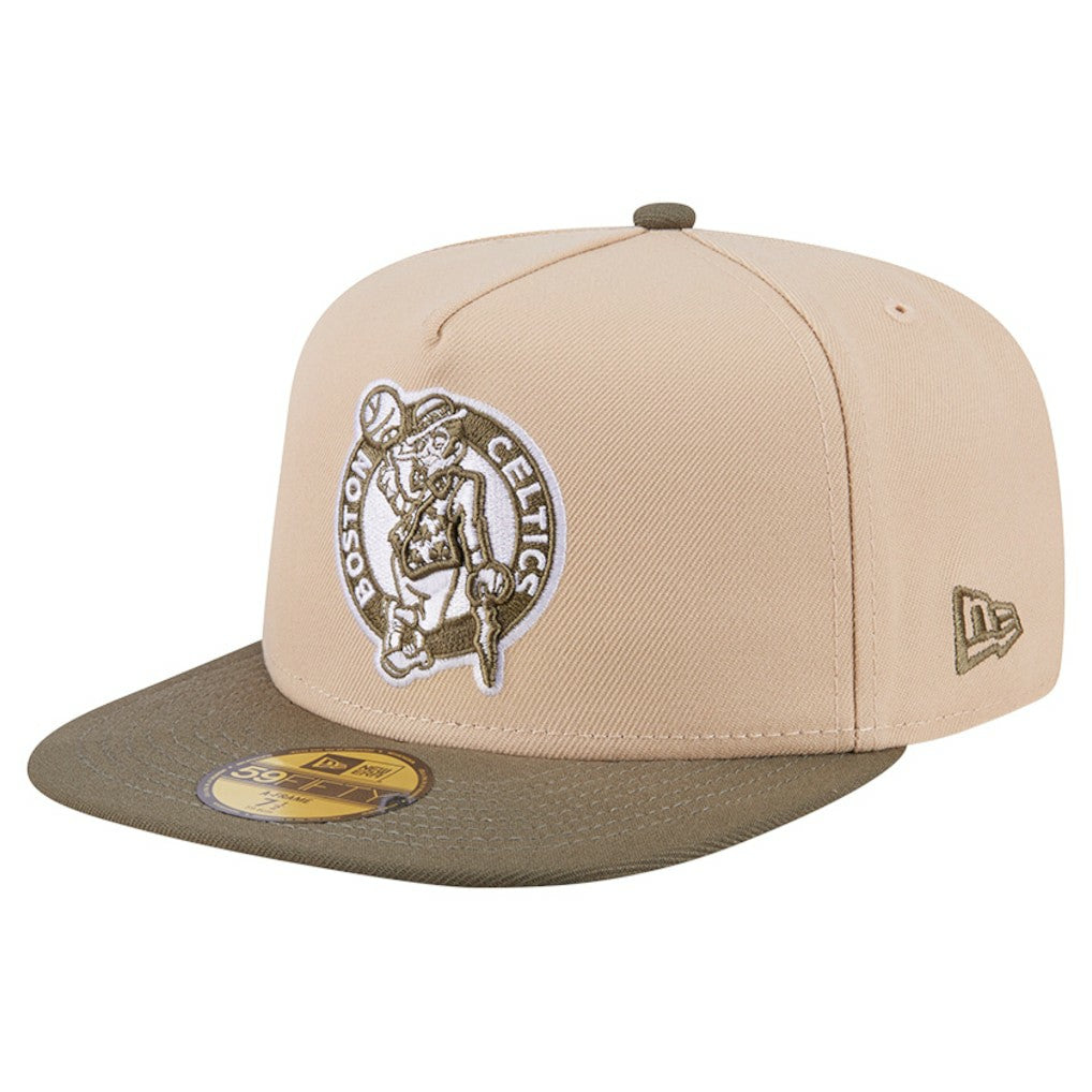 New Era Boston Celtics Color Pack Two-Tone 59FIFTY A-Frame Fitted Hat Tan