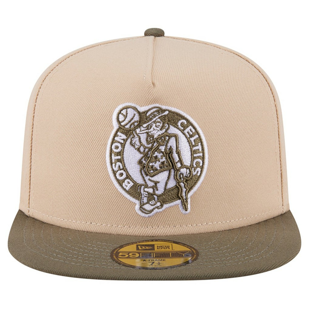 New Era Boston Celtics Color Pack Two-Tone 59FIFTY A-Frame Fitted Hat Tan