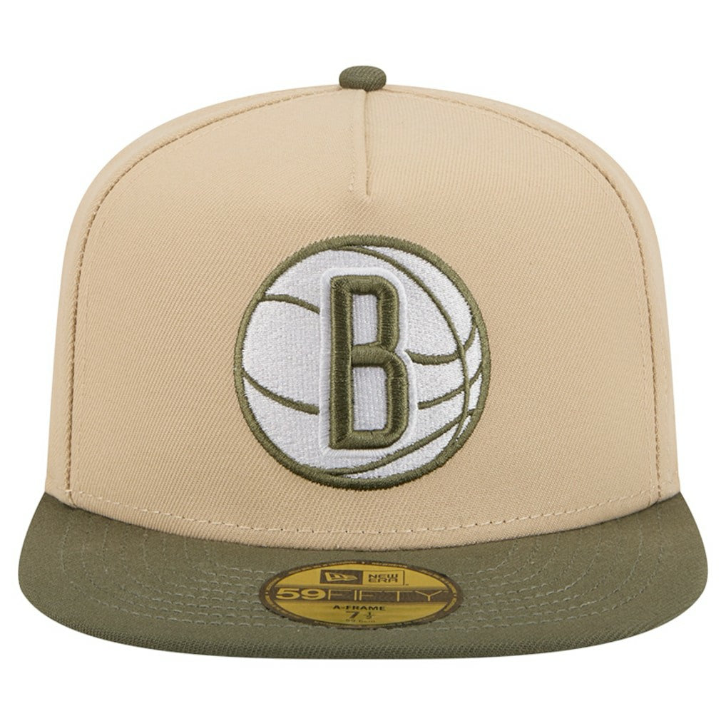 New Era Brooklyn Nets Color Pack Two-Tone 59FIFTY A-Frame Fitted Hat Tan