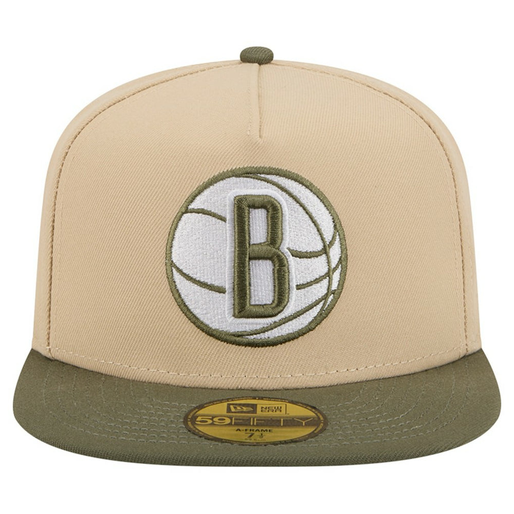 New Era Brooklyn Nets Color Pack Two-Tone 59FIFTY A-Frame Fitted Hat Tan