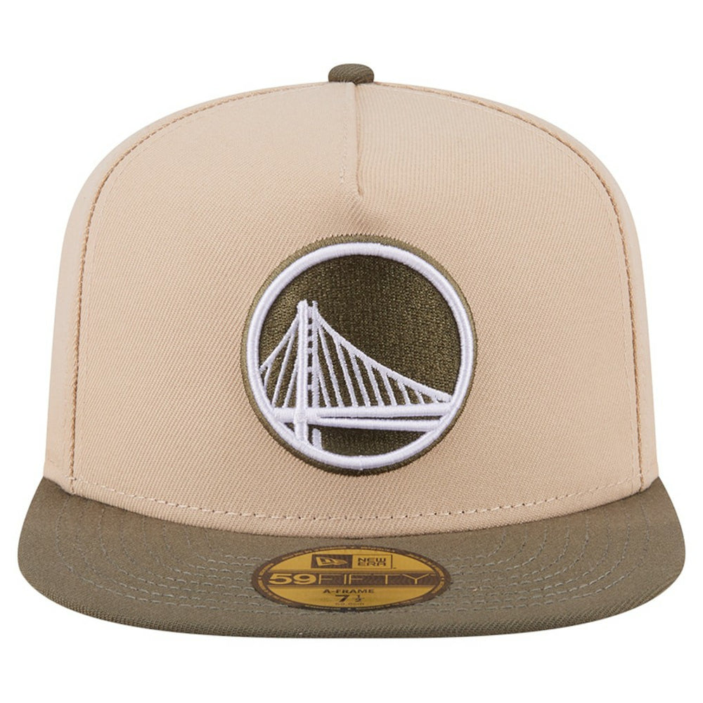 New Era Golden State Warriors Color Pack Two-Tone 59FIFTY A-Frame Fitted Hat Tan